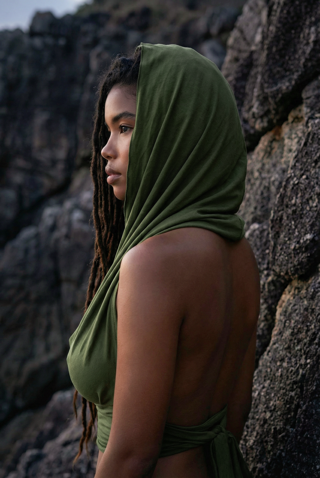Backless Hood Top Murrala Green