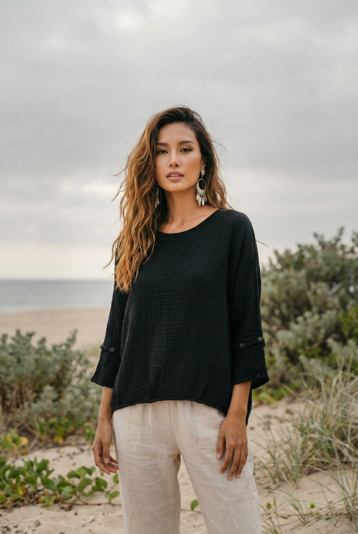 Alisa Boho Top Black