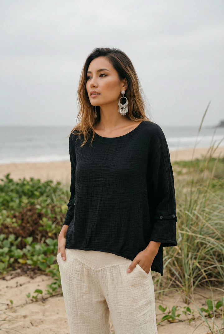 Alisa Boho Top Black