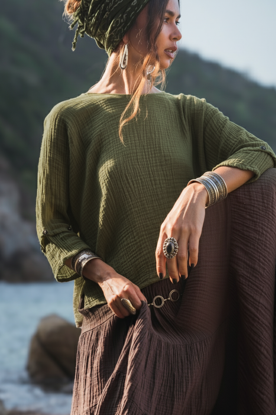 Alisa Boho Top Olive