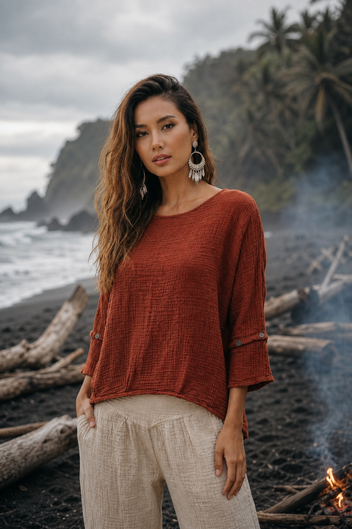 Alisa Boho Top Rust