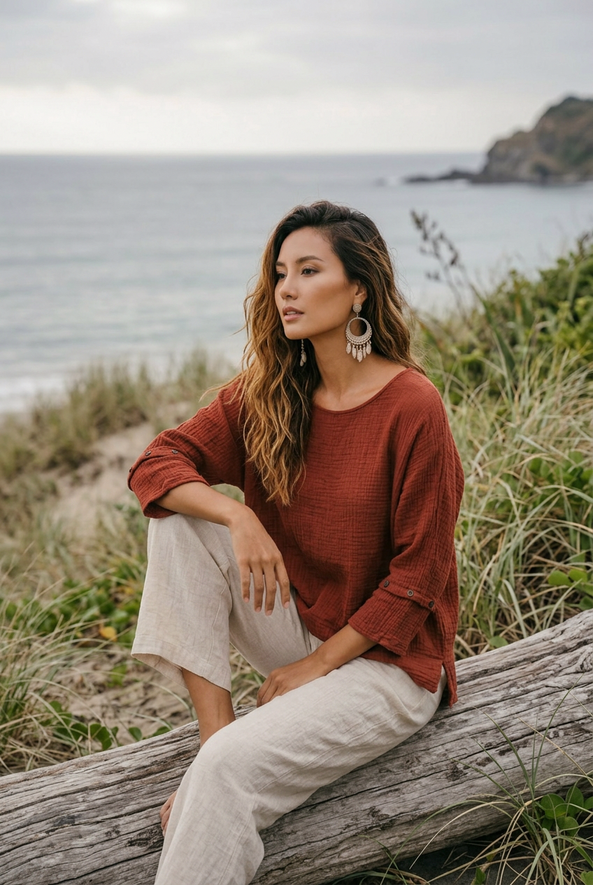 Alisa Boho Top Rust