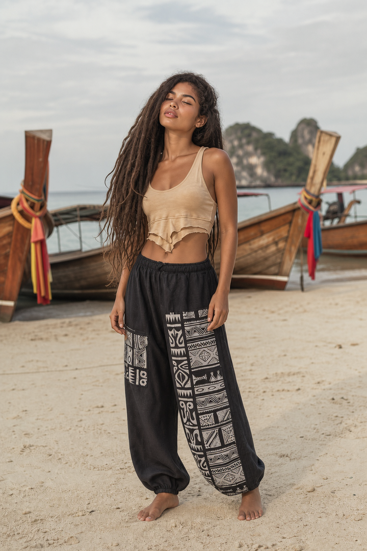 Gaia Totem Cotton Pants Black