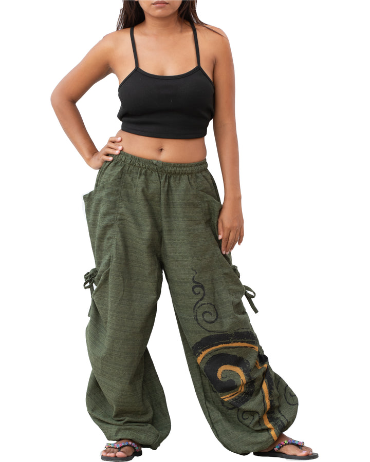 Harem Yoga Pants Spiral Olive