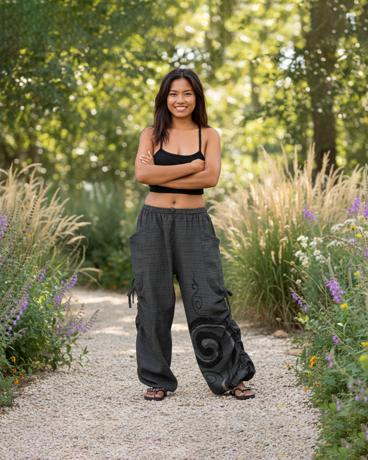 Harem Yoga Pants Spiral Ash Black