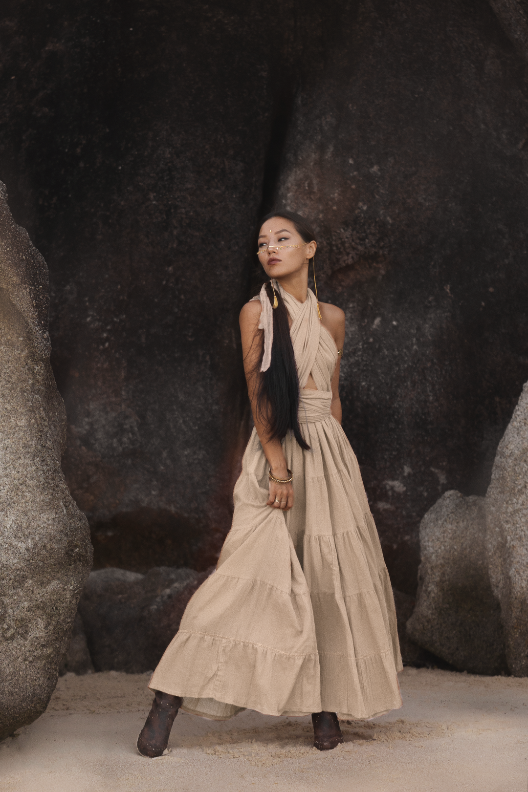 Amara Bohemian Maxi Dress Beige