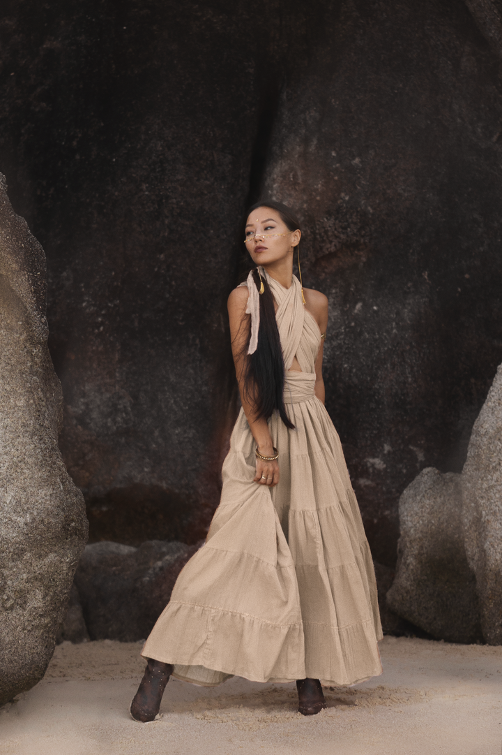 Amara Bohemian Maxi Dress Beige
