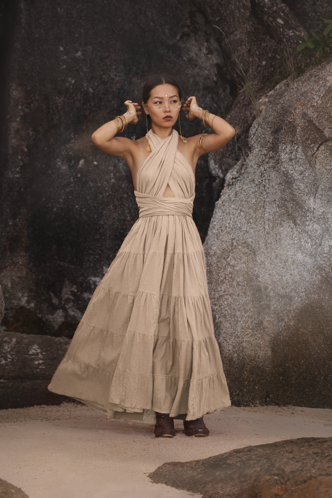 Amara Bohemian Maxi Dress Beige