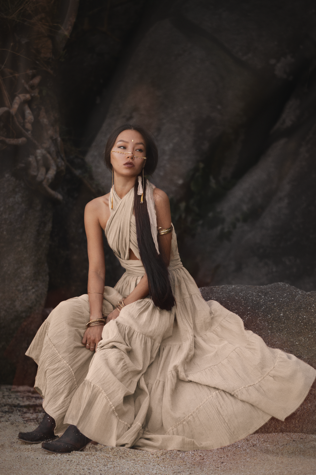 Amara Bohemian Maxi Dress Beige