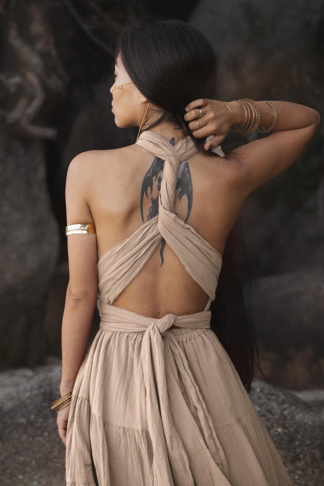 Amara Bohemian Maxi Dress Beige