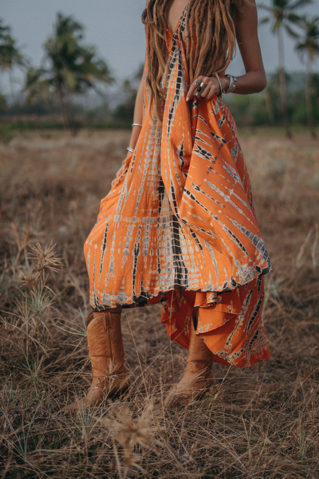 burnt orange tie dye dress Burnt Orange Tie-Dye Maxi Dress