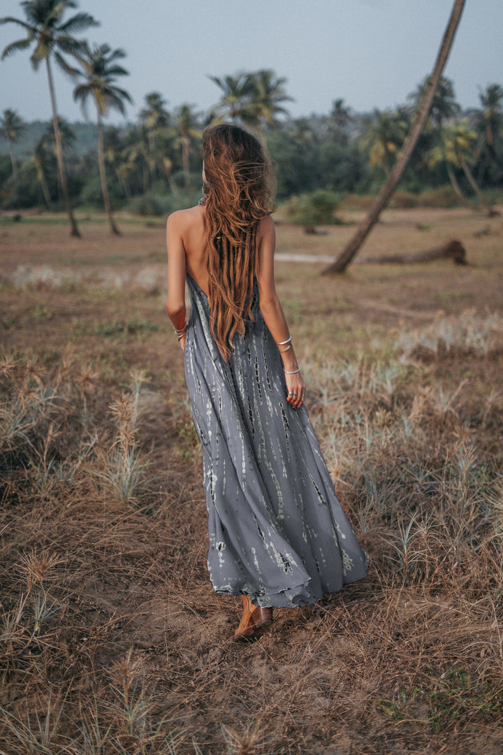 Flamingo Tie Dye Dress Dark Grey