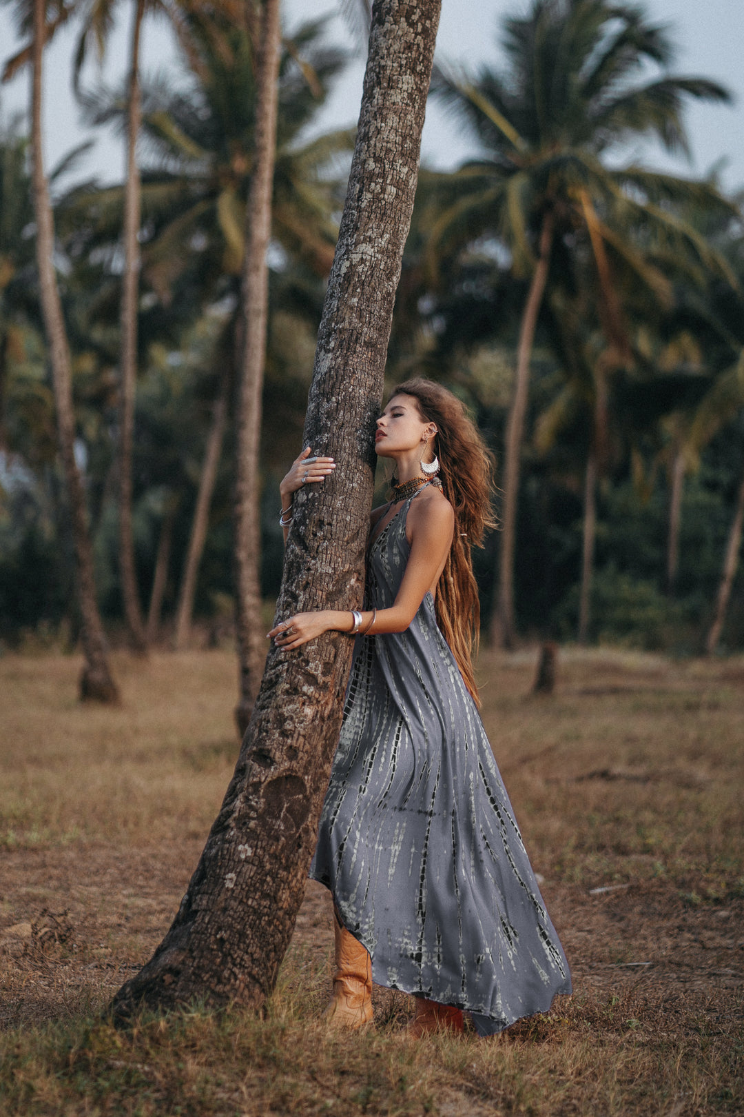 Flamingo Tie Dye Dress Dark Grey