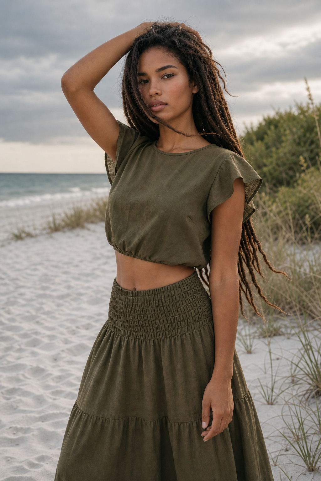 Cap Crop Top Sina Olive