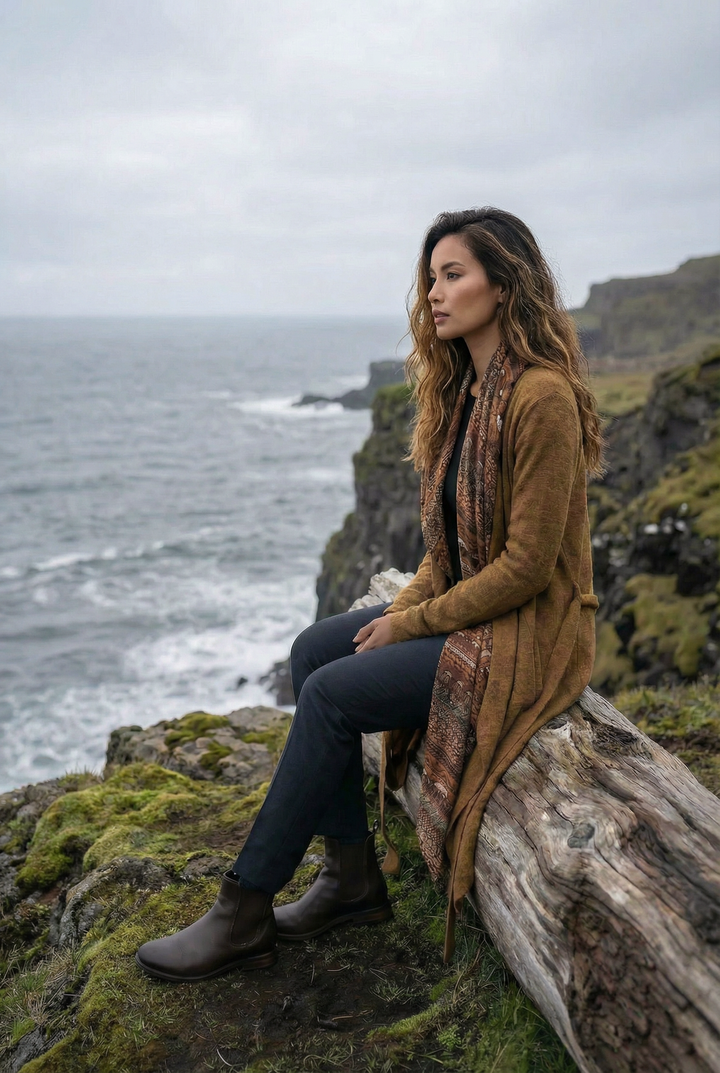 Nyx Hooded Sweater Cardigan Caramel Mandala