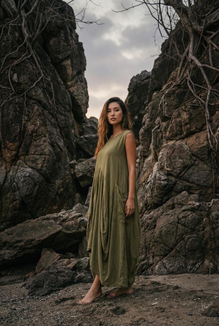 Midaxi Dress Wayan Olive
