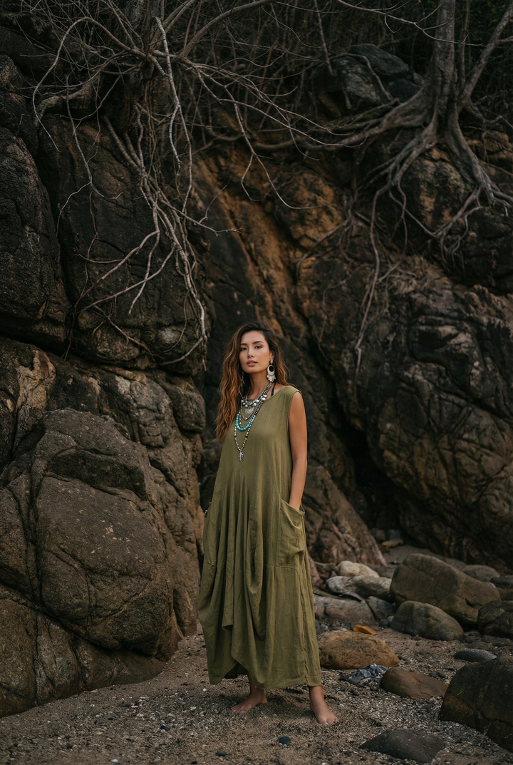 Midaxi Dress Wayan Olive