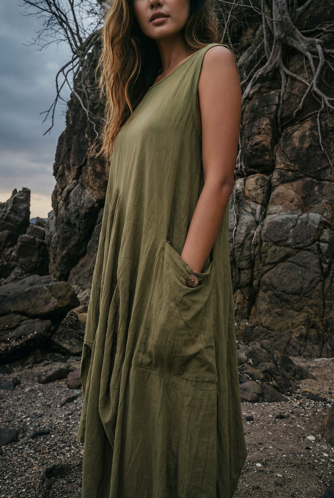 Midaxi Dress Wayan Olive