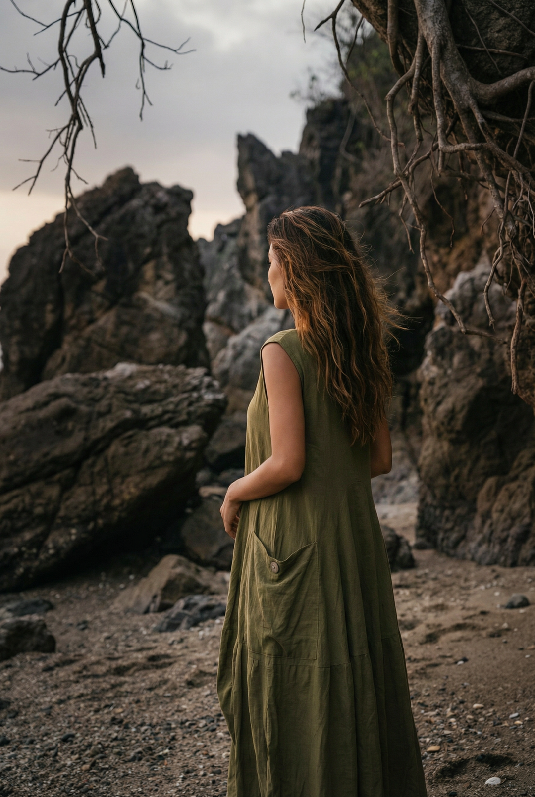 Midaxi Dress Wayan Olive