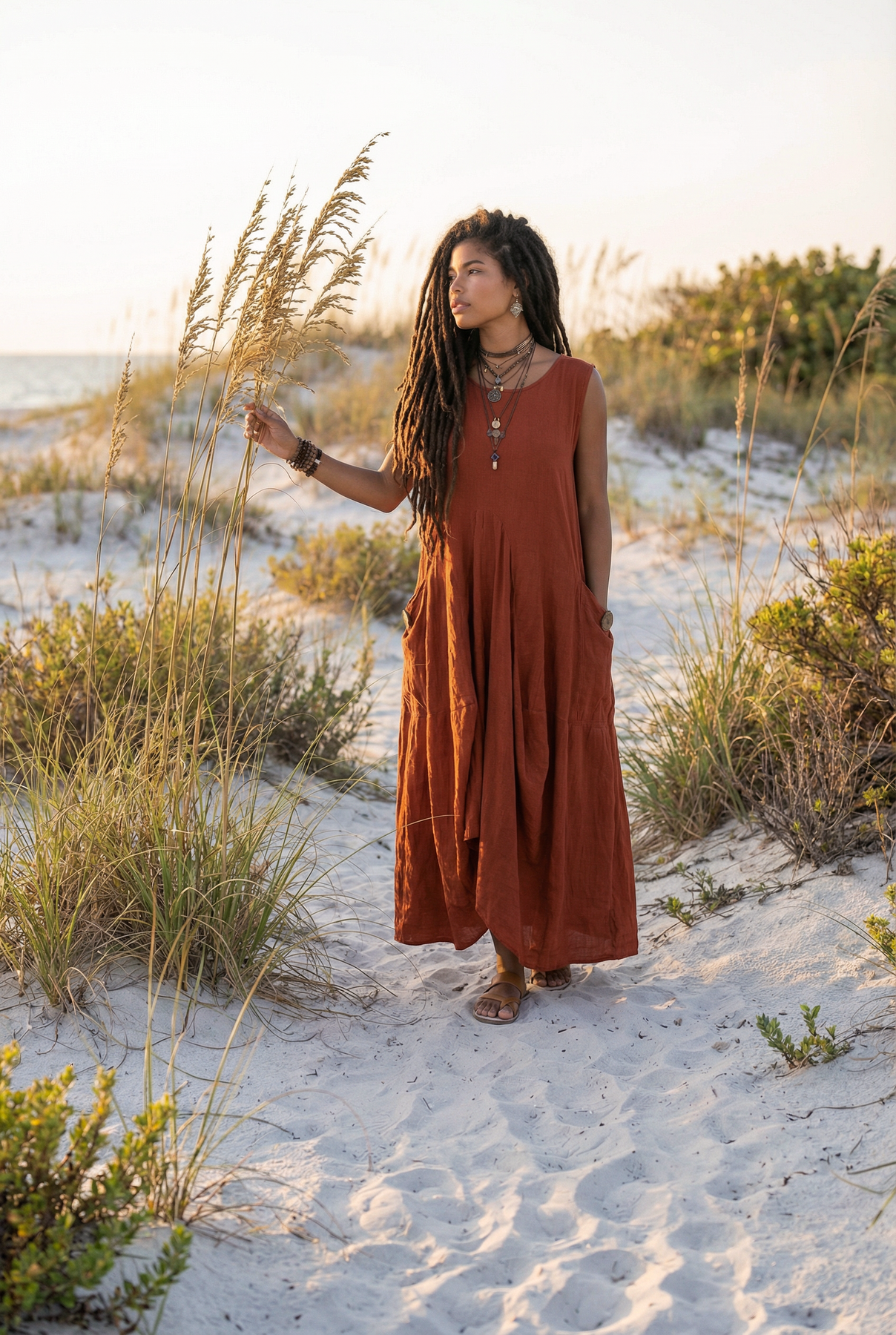 rust maxi dress 6 / Size medium measures 60.25 from shoulder to hem Explore Affordable Rust Bridesmaid Dresses