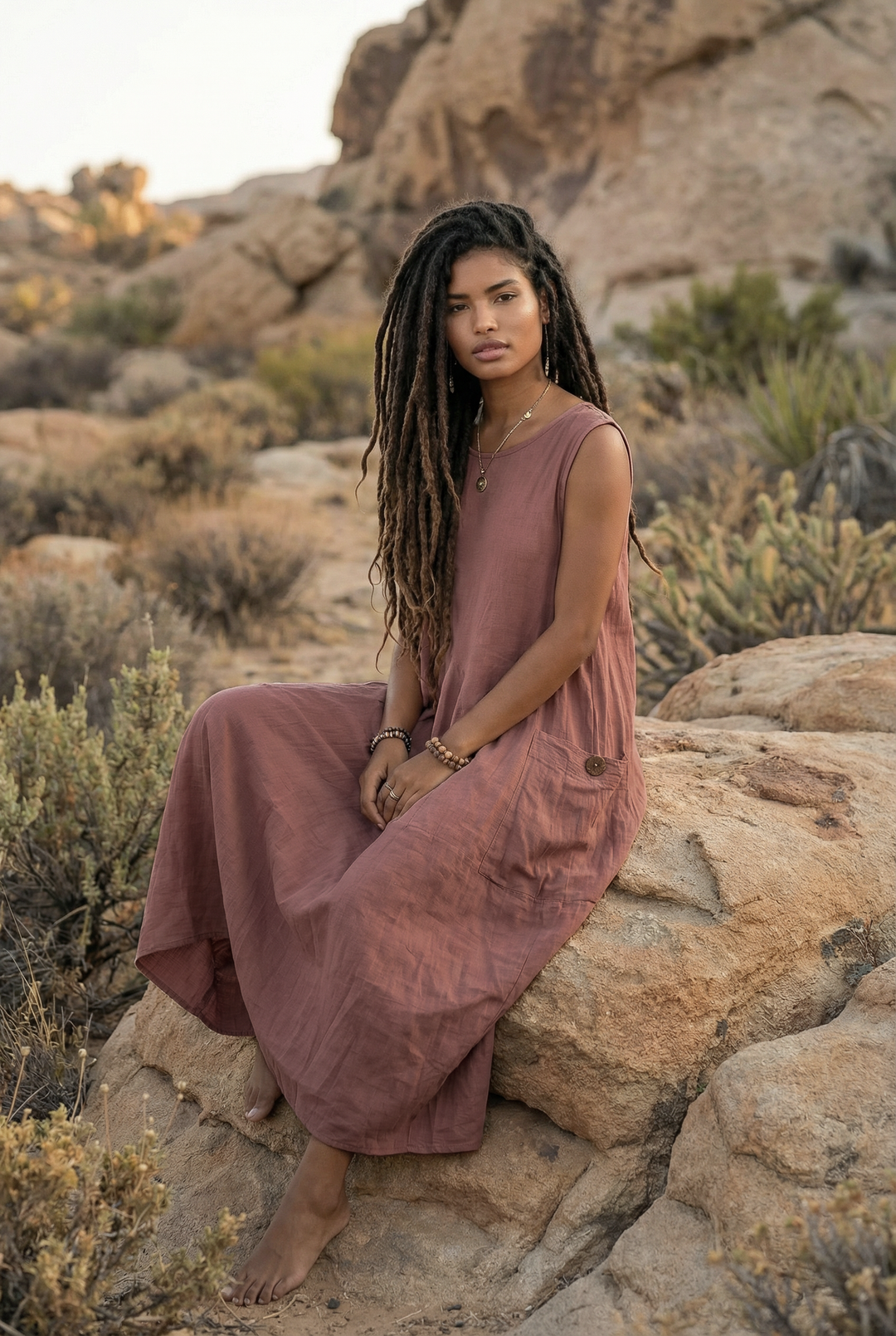 Midaxi Dress Wayan Sandstone