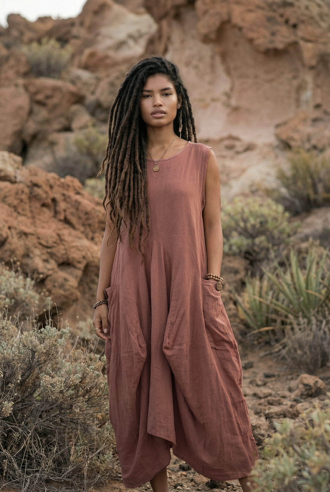Midaxi Dress Wayan Sandstone