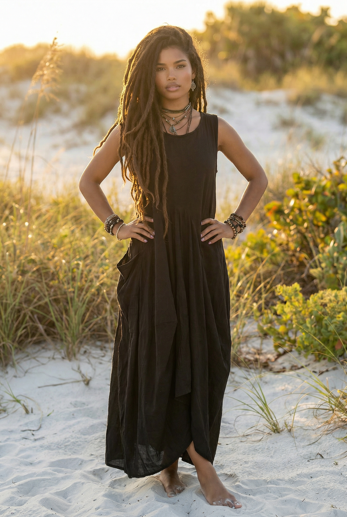 Boho Maxi Dress Wayan for Women | Natural Cotton | 2 Large Pockets | Comfortable & Stylish Black Dress Boho Maxi Dress Wayan for Women | Natural Cotton | 2 Large Pockets | Comfortable & Stylish Black Dress