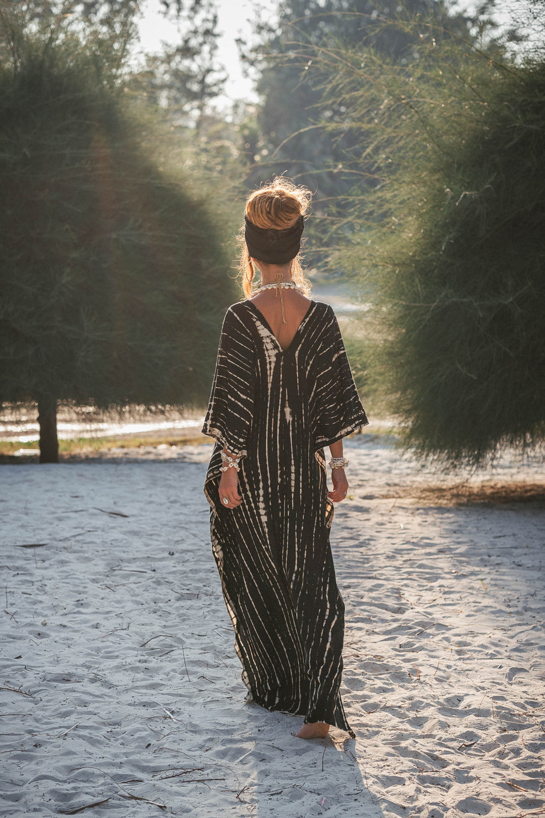 Maxi Kaftan Dress Tie Dye Black Thaluta Maxi Kaftan Dress Tie Dye Black Thaluta