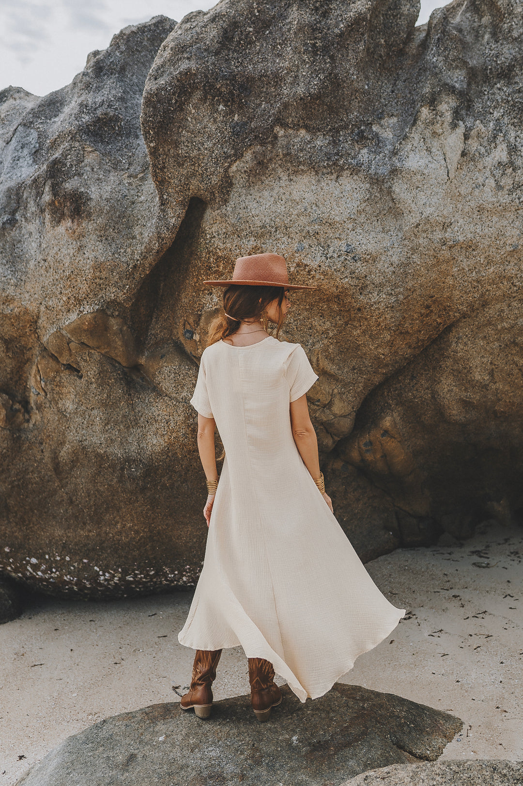 Gauze Cotton Dress Rhea Sand