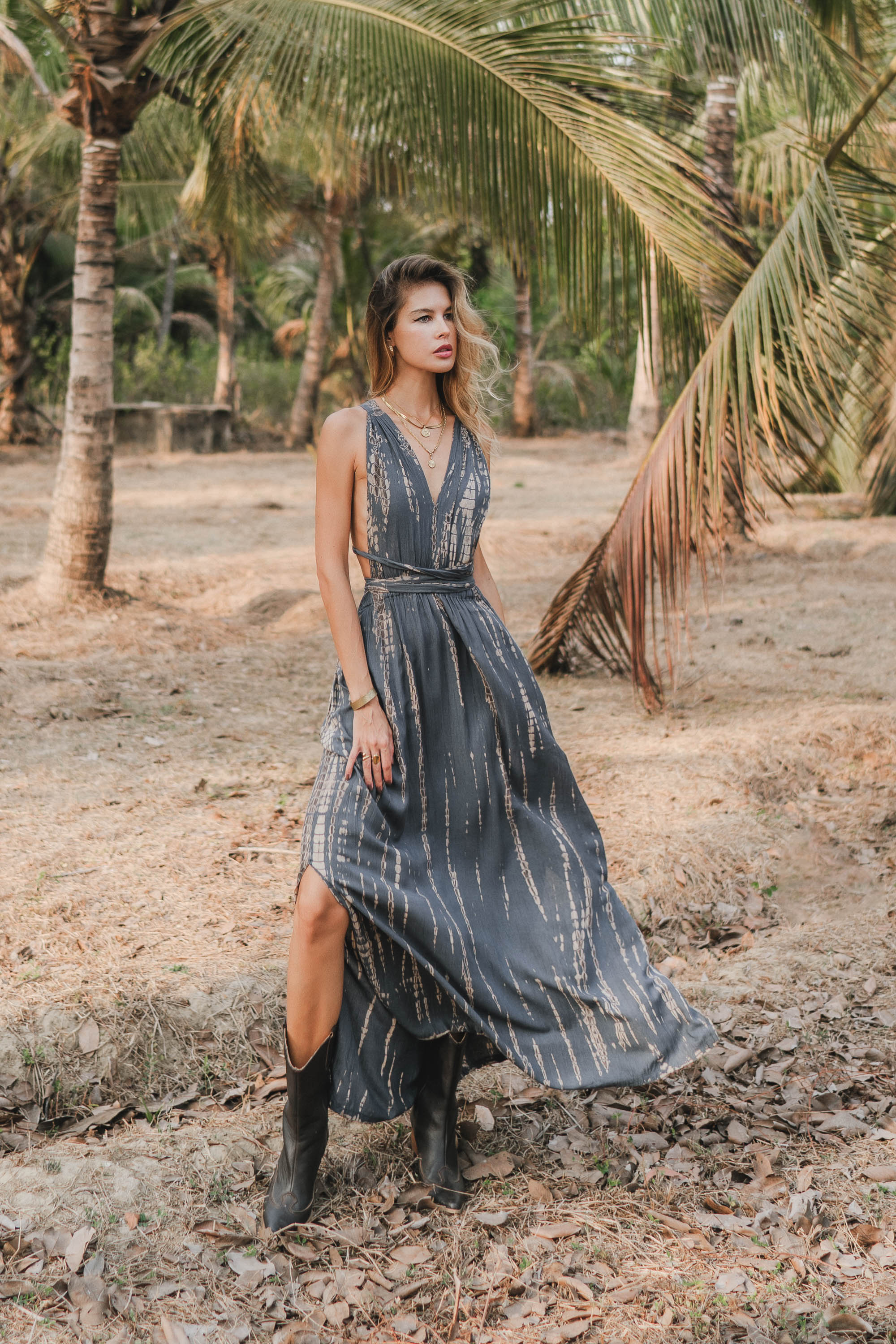 Tie Dye Dress Kiana Dark Grey Thaluta