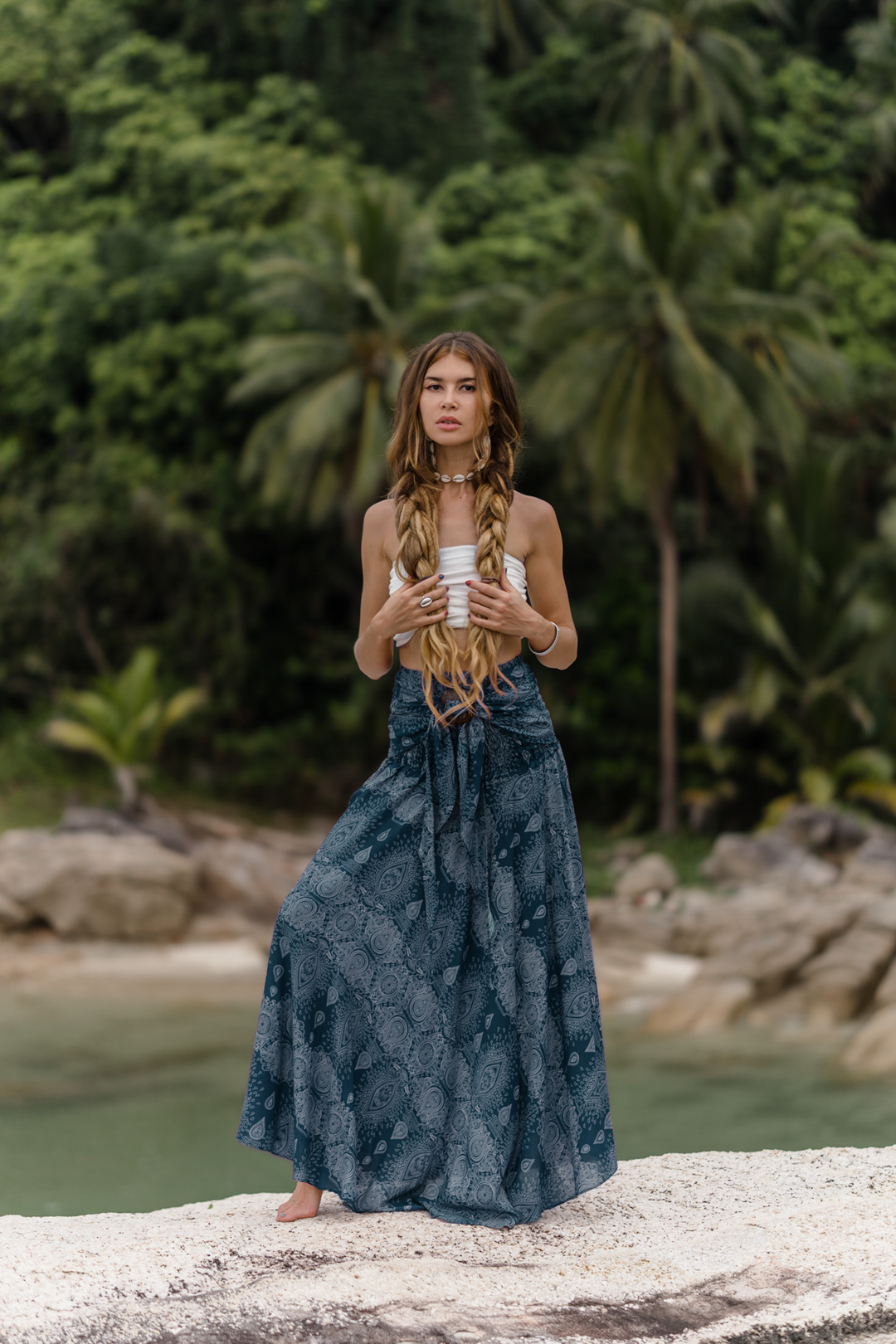 Mandala Print Convertible Maxi Skirt Dress Lamai Turquoise - Women's Boho Style Mandala Print Convertible Maxi Skirt Dress Lamai Turquoise - Women's Boho Style