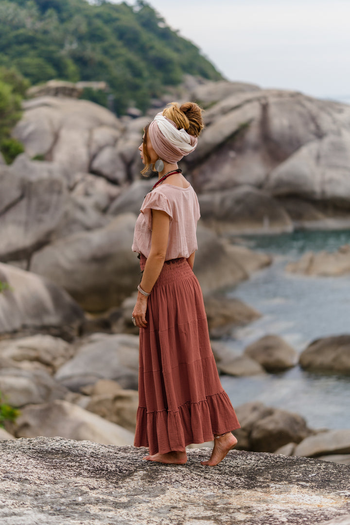 Gauze Maxi Skirt & Dress Aotea Rust