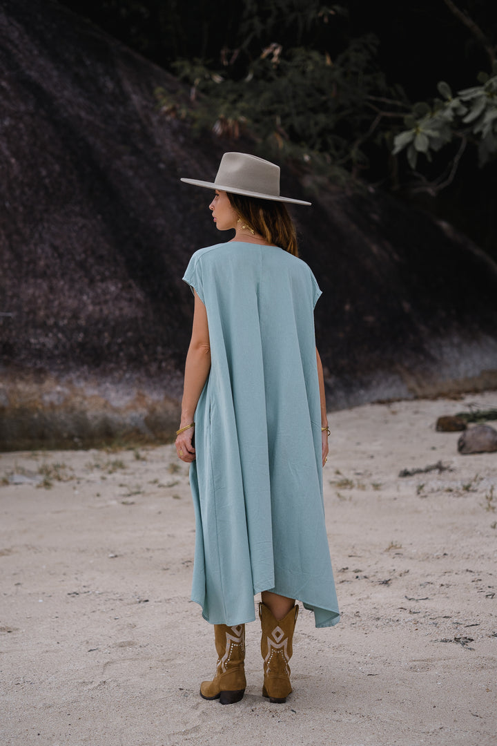 Maxi Dress Ewan Sage With Pockets