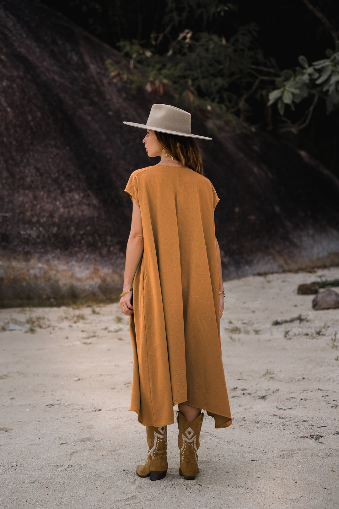 Maxi Dress Ewan Copper with Pockets