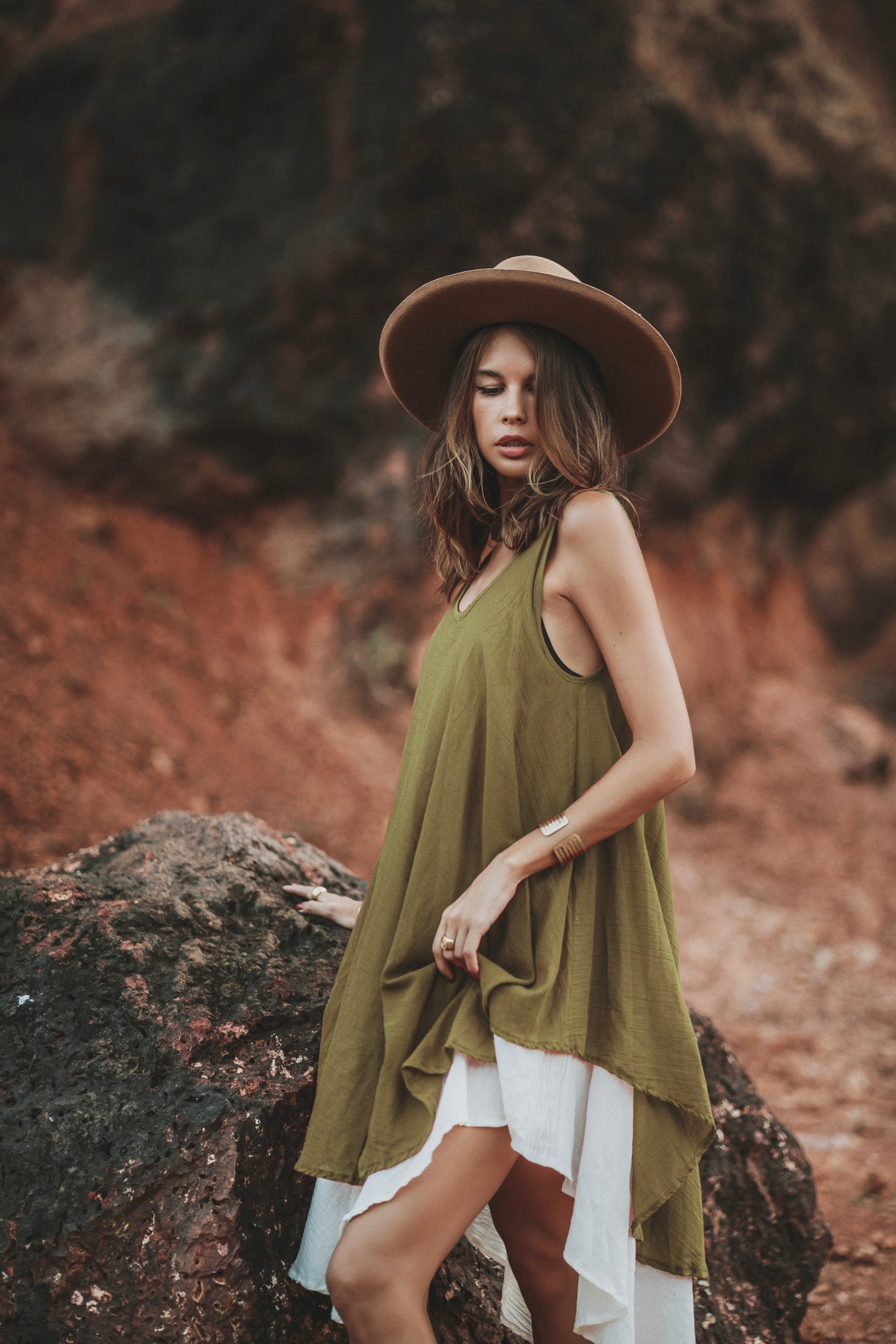 Olive boho dress hotsell