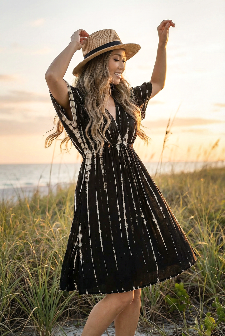 Mona Tie Dye Dress Black
