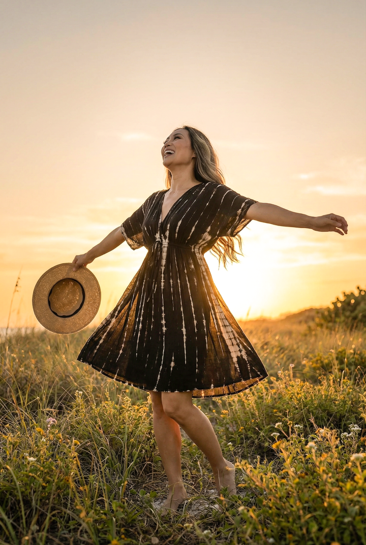 Mona Tie Dye Dress Black