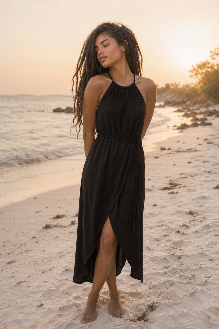 Dune Wrap Dress Black