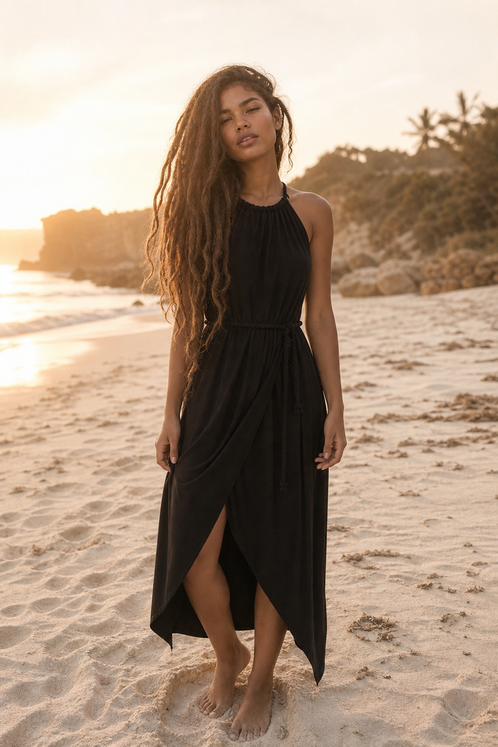 Dune Wrap Dress Black