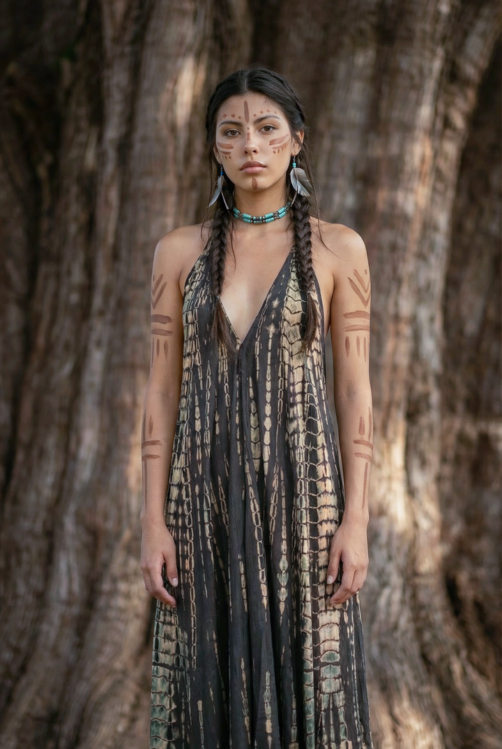 Flamingo Tie Dye Dress Dark Grey