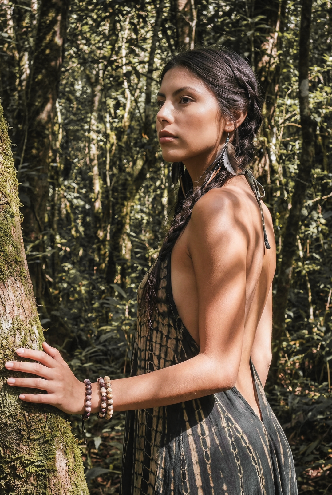 Flamingo Tie Dye Dress Dark Grey