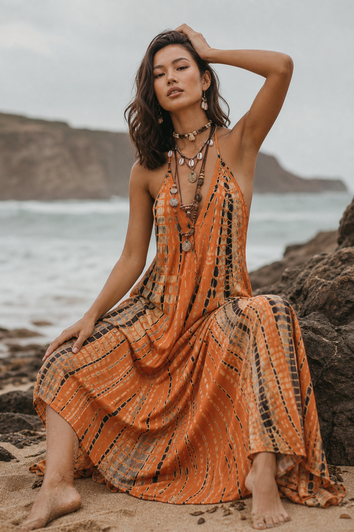 Flamingo Tie Dye Dress Firestorm