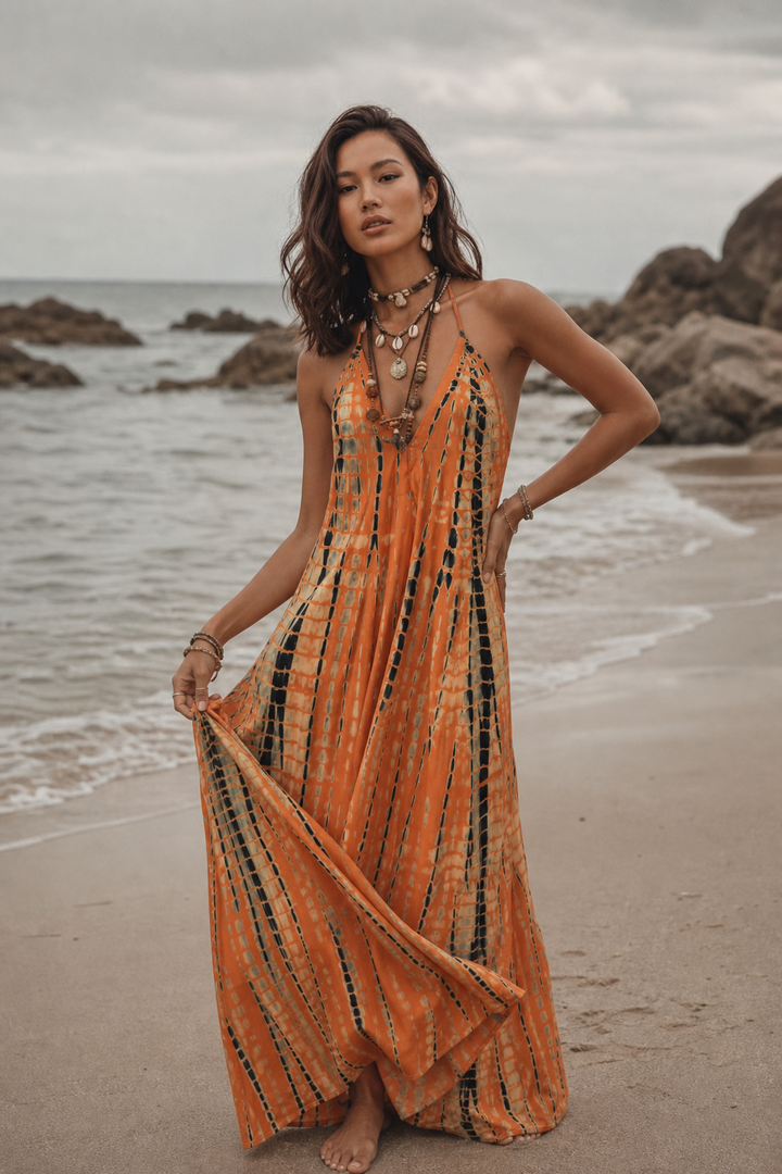 Flamingo Tie Dye Dress Firestorm