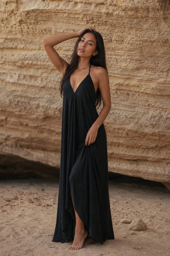 Flamingo Dress Solid Black