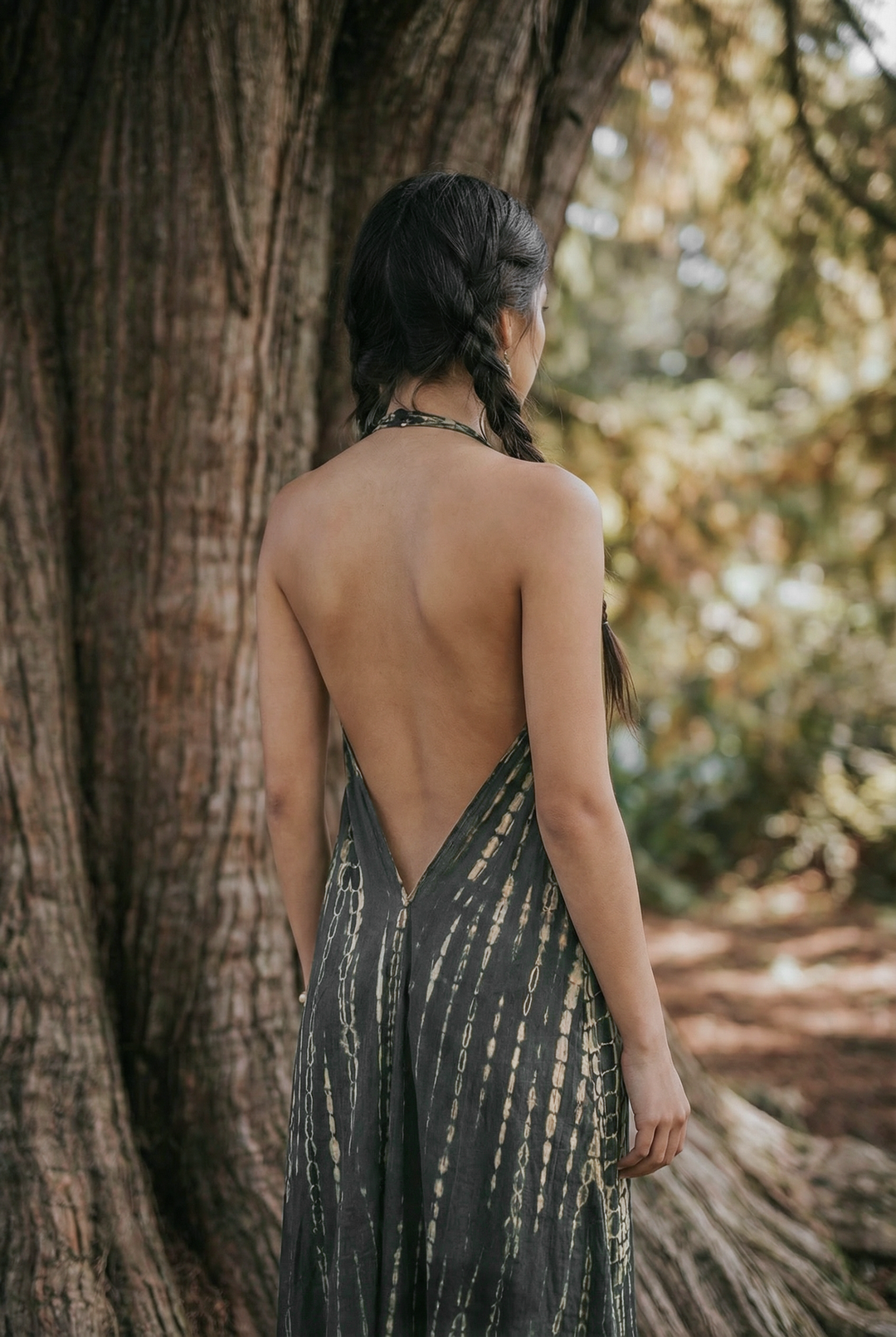 Boho Maxi Tie Dye Dress for Women / Open Back Bohemian Summer Resort Outfit in Dark Grey Boho Maxi Tie Dye Dress for Women / Open Back Bohemian Summer Resort Outfit in Dark Grey