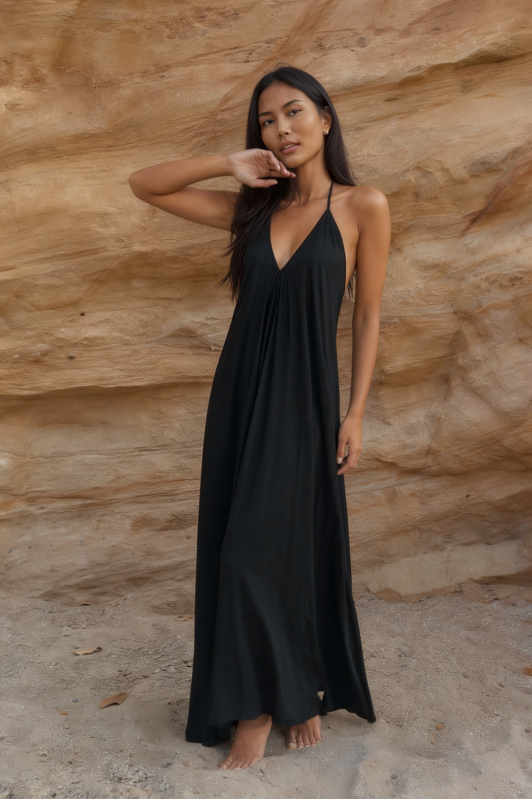 Flamingo Dress Solid Black