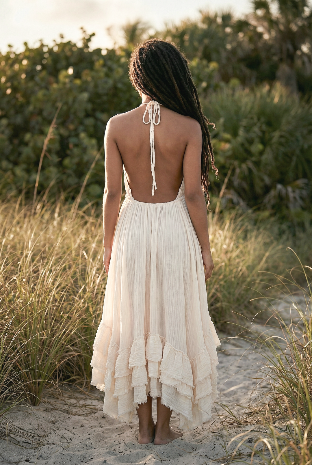 cotton frill dress Mira Cotton Ruffle Dress Undyed
