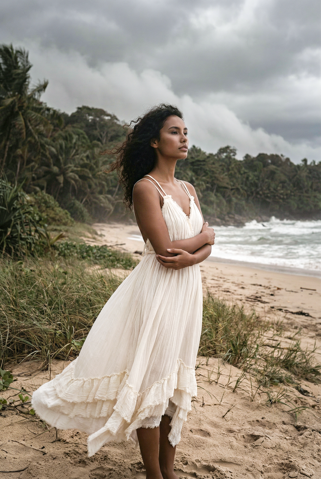 Mira Cotton Ruffle Dress Undyed