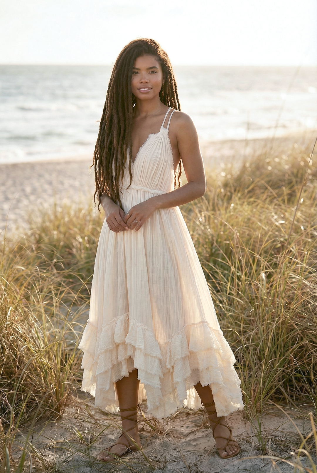 Mira Cotton Ruffle Dress Undyed