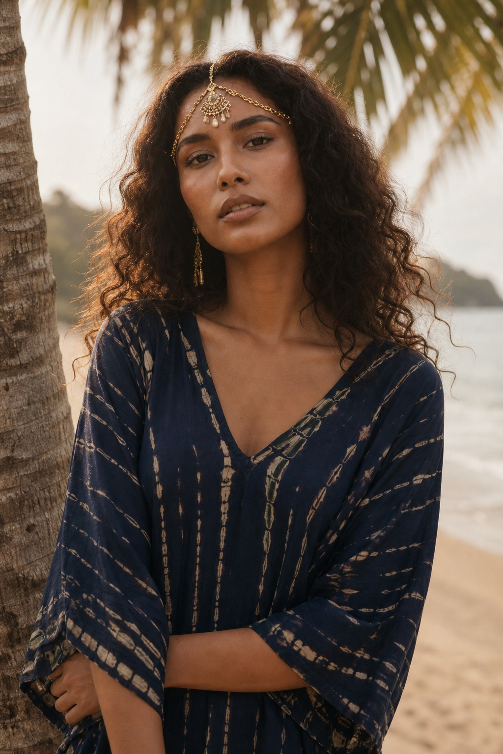 Maxi Kaftan Dress Tie Dye Dark Blue